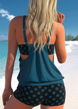 Polka Dot Wide Strap Blouson Tankini Set