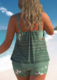 Plus Size Floral Print Sage Green Tankini Set