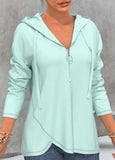 Mint Green Drawstring Quarter Zip Hoodie