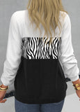 Waffle Knit White Zebra Print Long Sleeve Sweatshirt