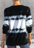 Black Split Neck Tie Dye Print Sweatshirt