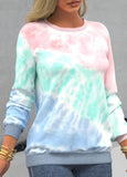 Ombre Tie Dye Print Pink Long Sleeve Sweatshirt