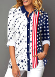 Veterans Day Star Print White Blouse