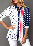 Veterans Day Star Print White Blouse