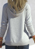 Drawstring Grey Pocket Detail Long Sleeve Hoodie