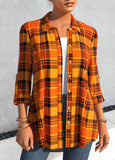 Halloween Geometric Print Long Sleeve Orange Blouse