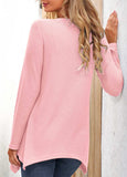 Pink Ombre Long Sleeve Faux Two Piece Sweatshirt