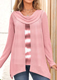 Pink Ombre Long Sleeve Faux Two Piece Sweatshirt