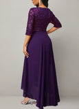 Half Sleeve Purple Lace Patchwork Dress