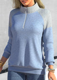 Dusty Blue Long Sleeve Zipper Sweatshirt