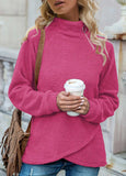 Pink Zipper Long Sleeve High Neck Sweatshirt