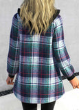 Blackish Green Zipper Long Sleeve Tartan Jacket