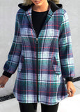 Blackish Green Zipper Long Sleeve Tartan Jacket