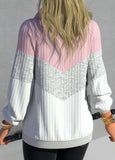 Zipper Pink Contrast Long Sleeve Sweatshirt