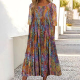 Scoop Neck Tie Dye Pockets Midi Dress