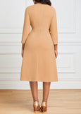 Square Neck Three Quarter Length Sleeve Dress