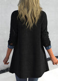 Black Patchwork Long Sleeve Shirt Collar Coat