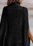 Black Split Short Sleeve Turtleneck Sweater