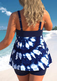 Plus Size Patchwork Tie Dye Print Tankini Set