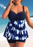 Plus Size Patchwork Tie Dye Print Tankini Set