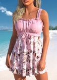 Frill Pink Floral Print Swimdress Top