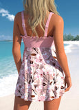 Frill Pink Floral Print Swimdress Top