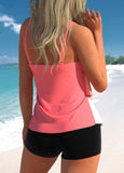 Layered Handkerchief Hem Coral Red Tankini Set