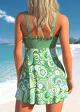 Frill Sage Green Paisley Print Swimdress Set