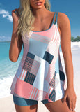 Multi Color Geometric Print Tankini Set