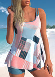 Multi Color Geometric Print Tankini Set