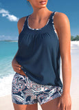 Bowknot Navy Paisley Print Tankini Set