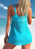 Neon Blue Layered Hem Lace Swimdress and Shorts