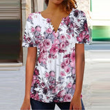 Romantic Floral Print Short Sleeve Top