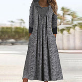 Comfy Gray Long Sleeve Hoodied Midi Dress