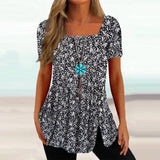 Casual Print Square Neck Top