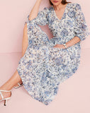 Blue white floral dress