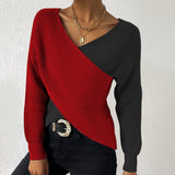 Modern Color Block V-Neck Sweater