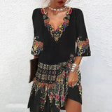 Cool 3/4 Sleeve Print Mini Dress