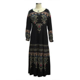 Vintage Print Long Sleeved Prairie Maxi Dress