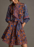 Patchwork Printed Long Sleeve Dress