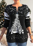 Black Sequin Christmas Tree Print Long Sleeve Sweatshirt