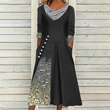 Casual Loose Star Polka Dots Print Half Sleeve Dress