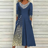 Casual Loose Star Polka Dots Print Half Sleeve Dress