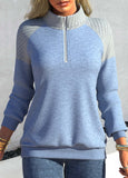 Dusty Blue Long Sleeve Zipper Sweatshirt