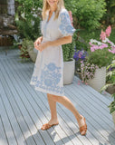 Embroidered floral cotton dress