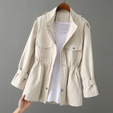 Stand Collar Waisted Jacket