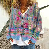 Abstract Printing Cardigan Sweater