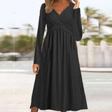 Long Sleeve Casual Cross Midi Dress