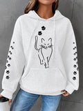 Cute Cat Graphic Cat Mom Casual Waffle Hoodie