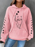 Cute Cat Graphic Cat Mom Casual Waffle Hoodie